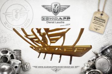 Preview: Zündapp Schlüsselboard Gold 200×150 mm – Schlüsselbrett mit 5 Edelstahlbolzen & Splintsicherung – Flügelwappen
